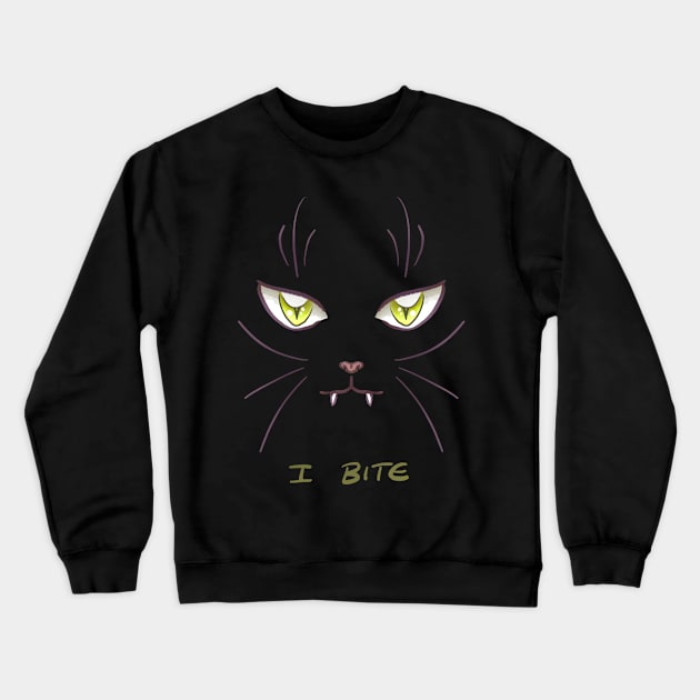 I Bite Crewneck Sweatshirt by Bardic Cat